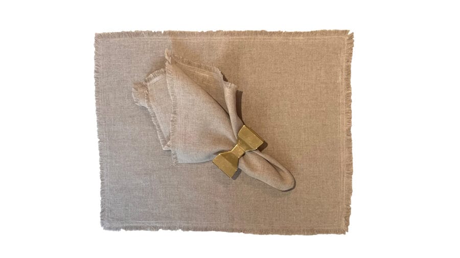 Tablett/Servett Linen Fringe Oatmeal