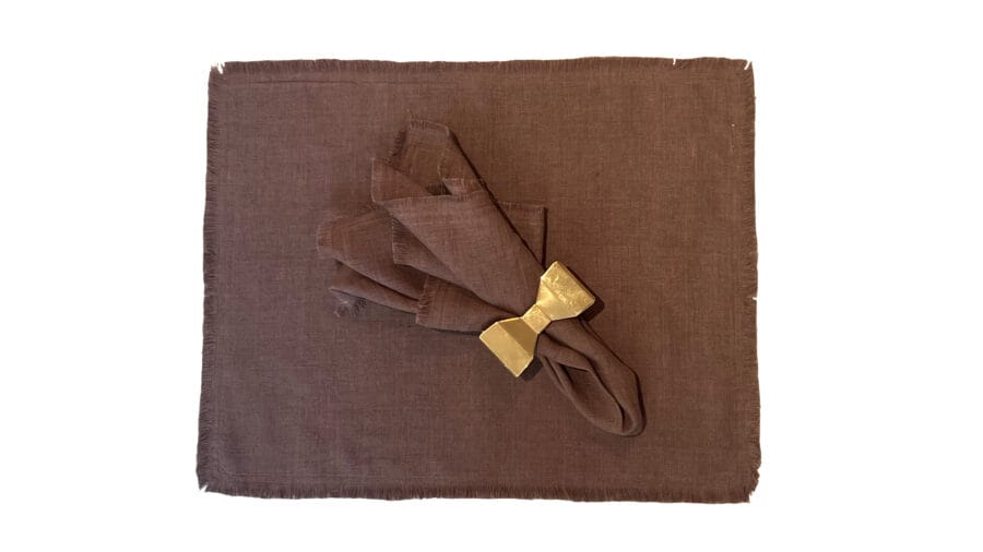 Tablett/Servett Linen Fringe Caramel Brown